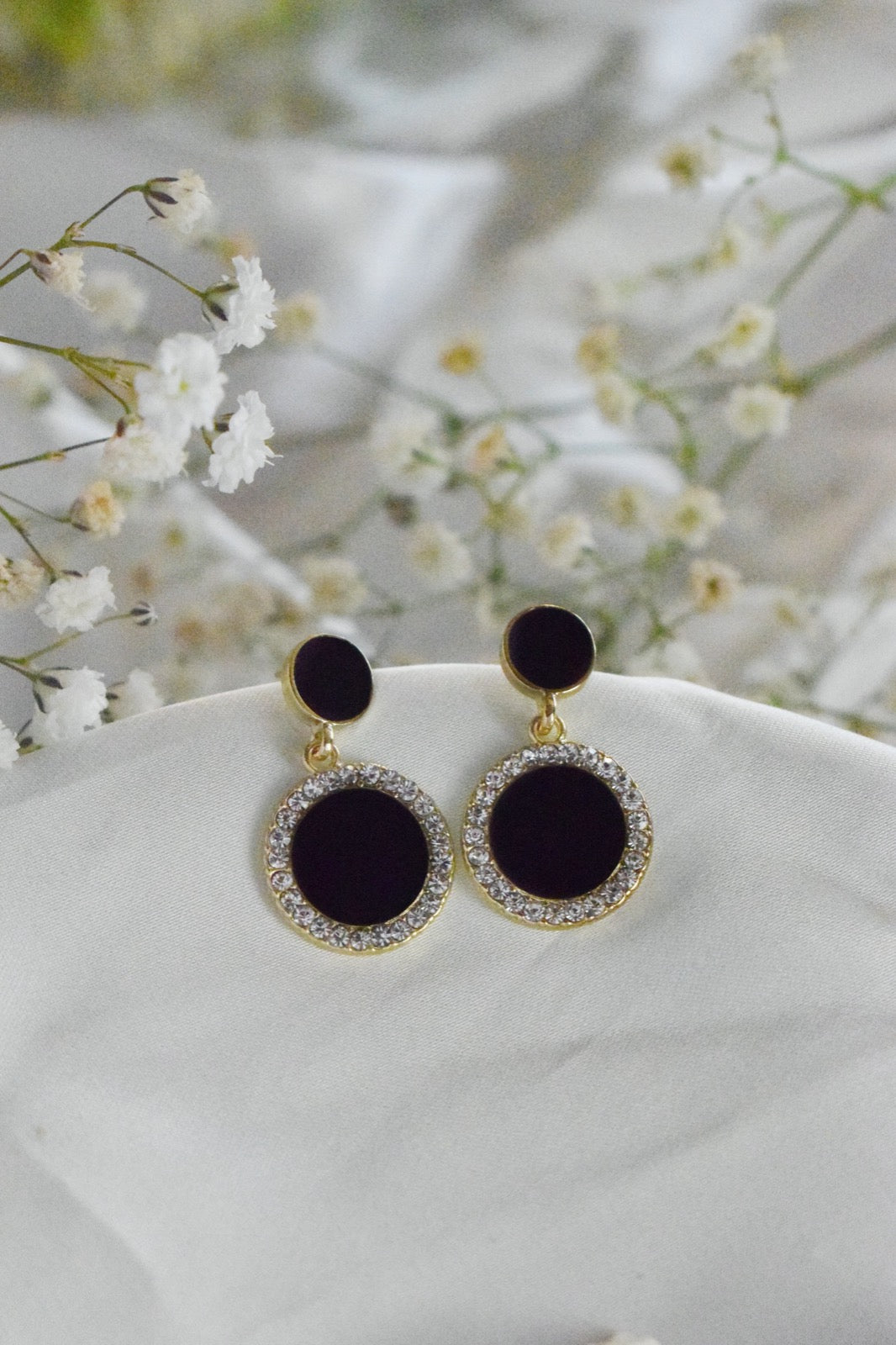 Black Zircon Dangling Earrings