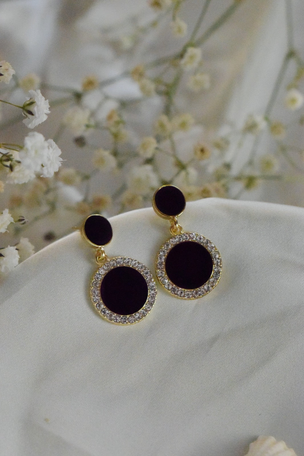 Black Zircon Dangling Earrings