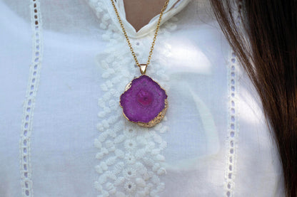 Druzy Agate Pink Pendant