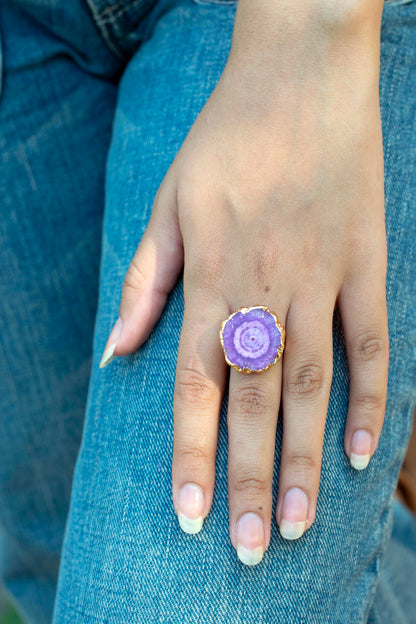 Flower Pattern Druzy Agate Set