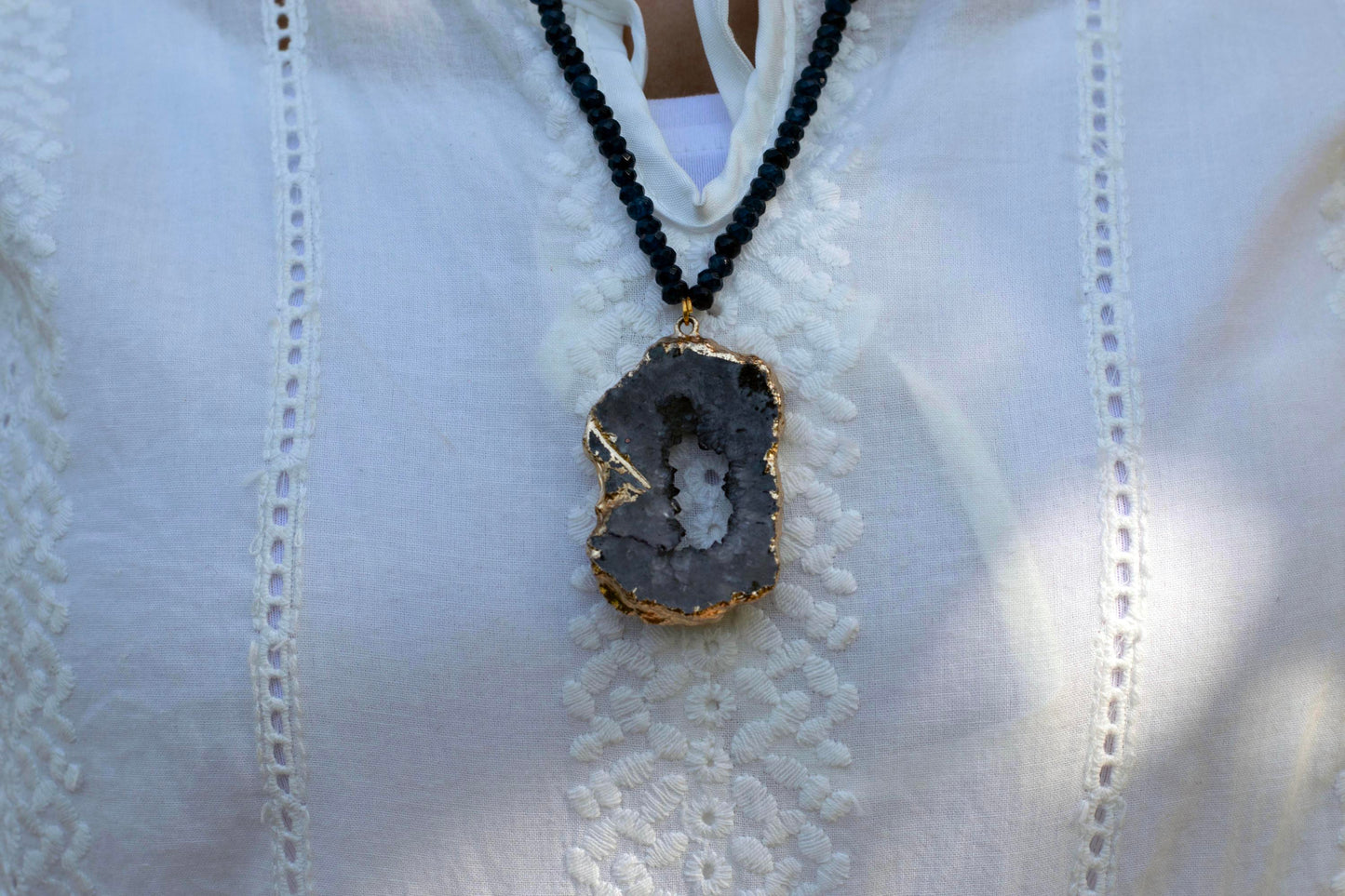 Druzy Sapphire Grey Pendant