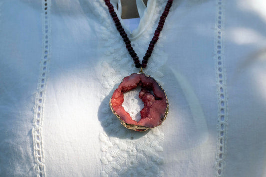 Druzy Red Agate Pendant