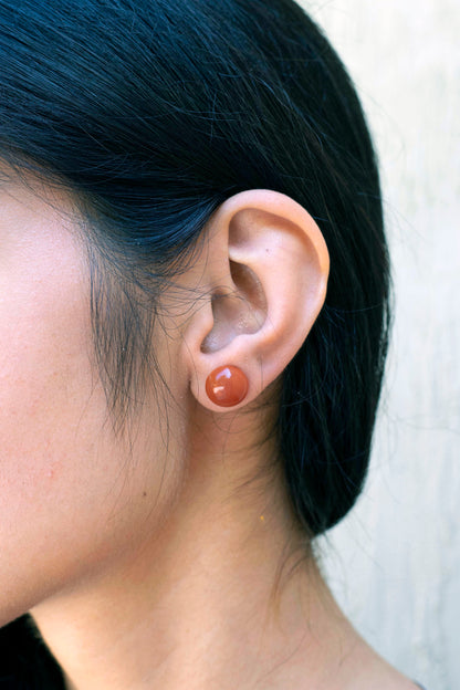 Natural Rounded Stone Ear Studs