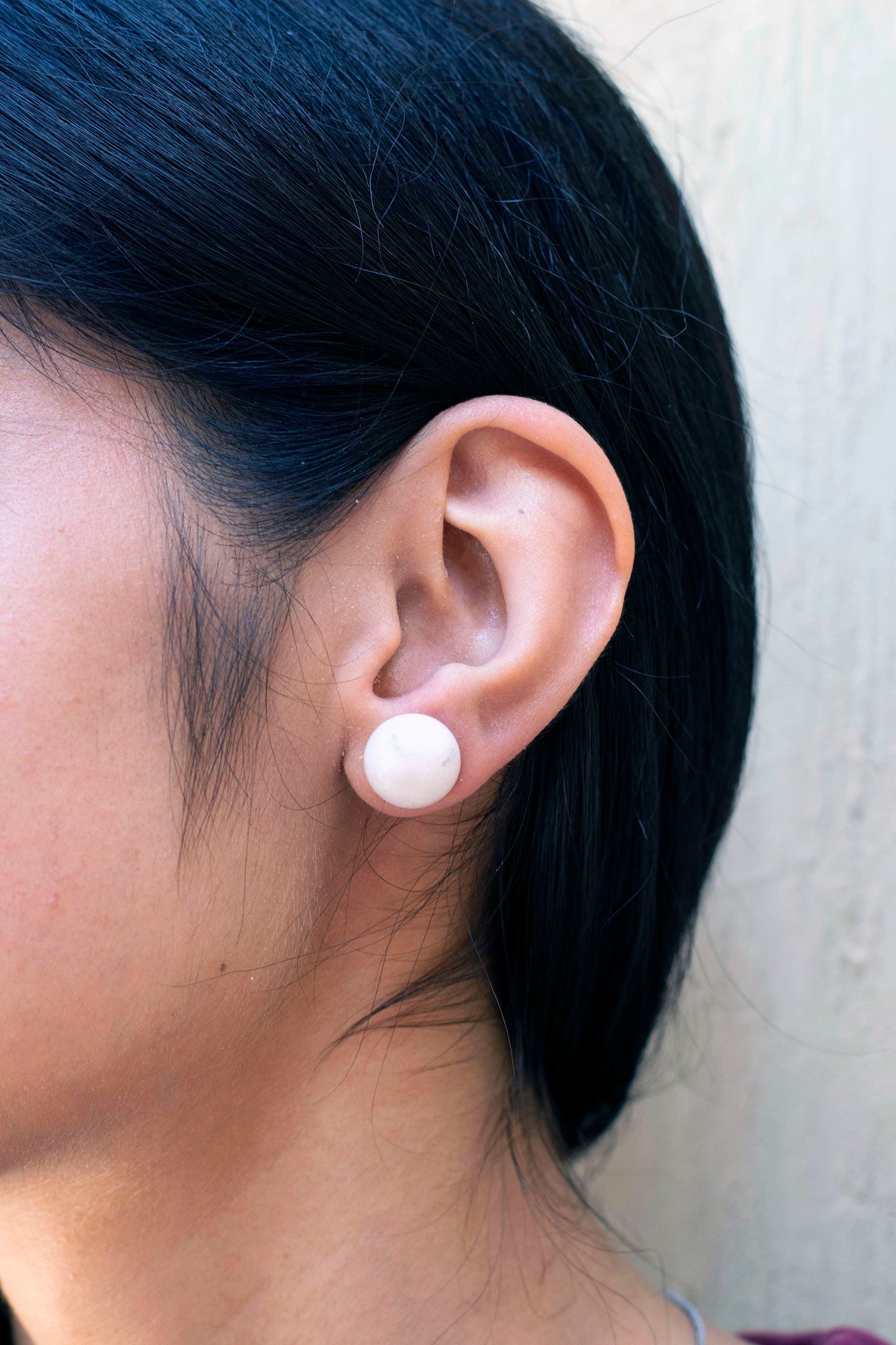 Natural Rounded Stone Ear Studs