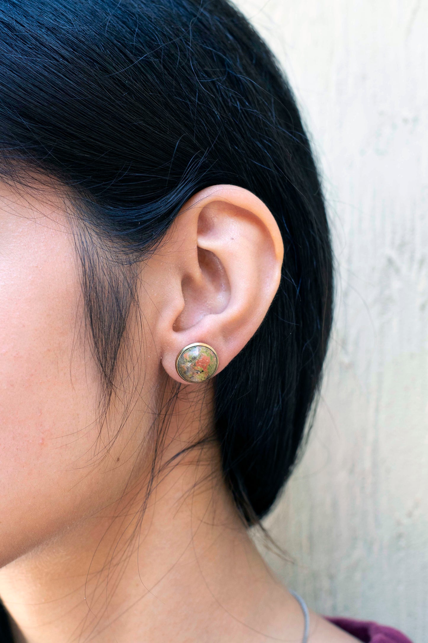 Natural Rounded Stone Ear Studs