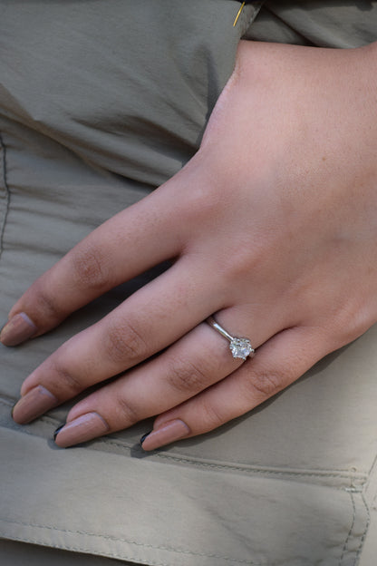 White Zircon Silver Ring