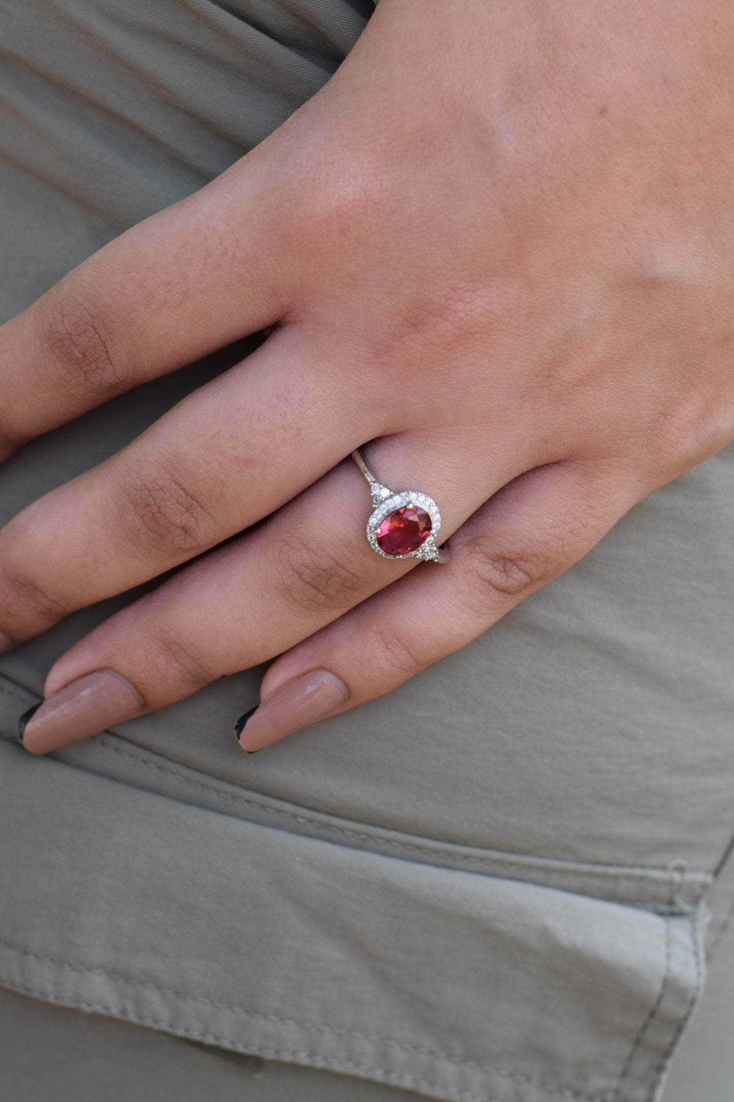 Red Zircon 925 Silver Sterling Ring