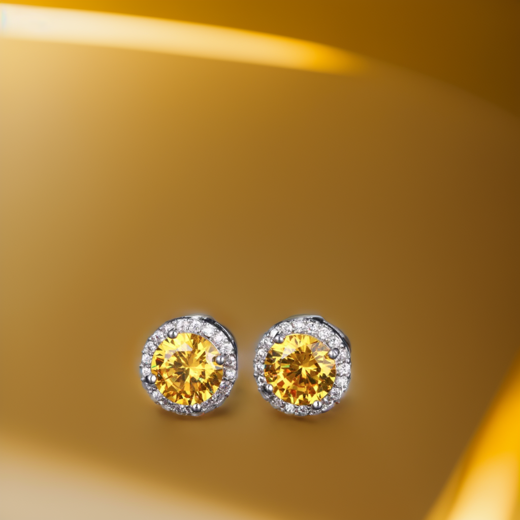 Yellow Zirconium Earstuds