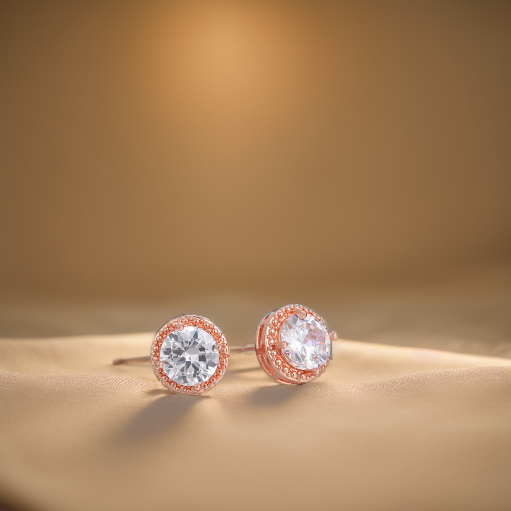 Rose Gold Zirconium Earstuds