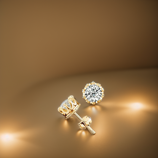 Gold & Diamond shaped Zirconium Earstuds