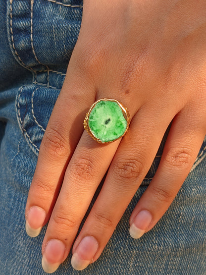 Irregular Druzy Agate Gold Plated Ring