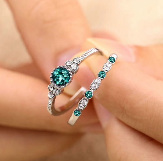 2 pcs set Zircon Rings