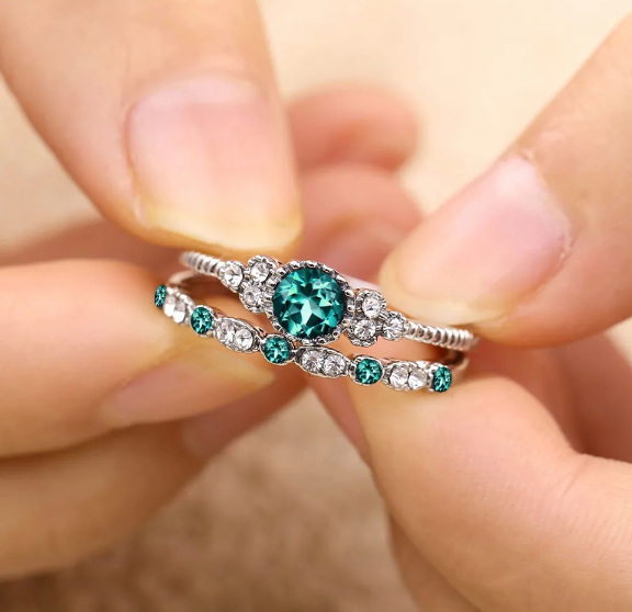 2 pcs set Zircon Rings