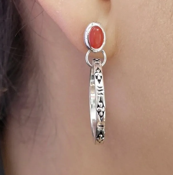 Patterned Coral Ear rings