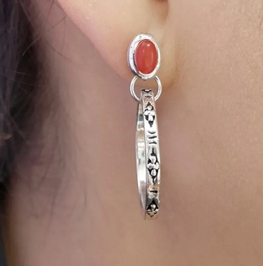 Patterned Coral Ear rings