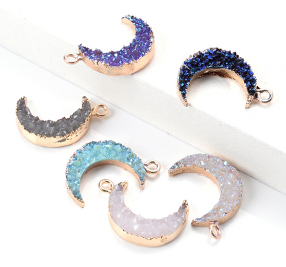 Druzy Agate Crescent Shaped Pendant