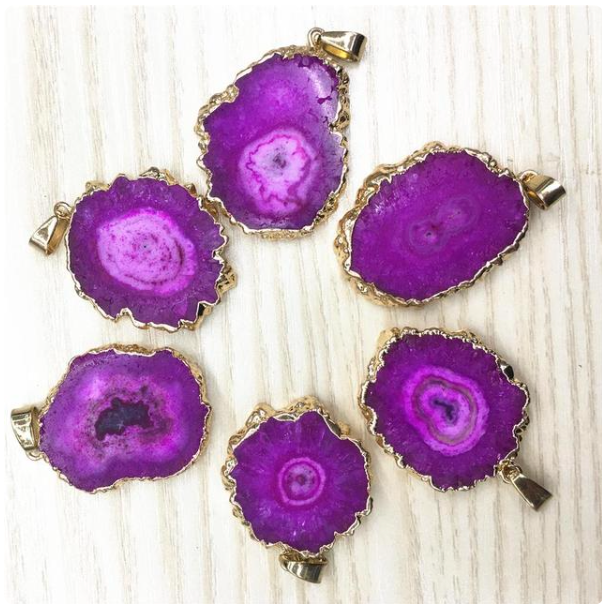 Geode Agate Flower Shaped Pendant