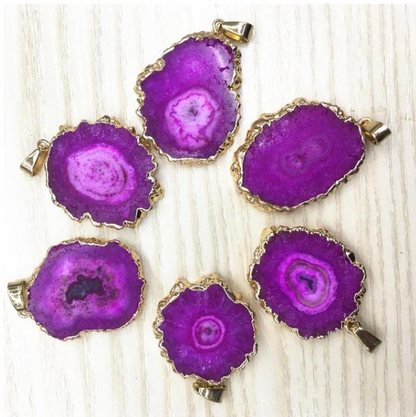 Geode Agate Flower Shaped Pendant