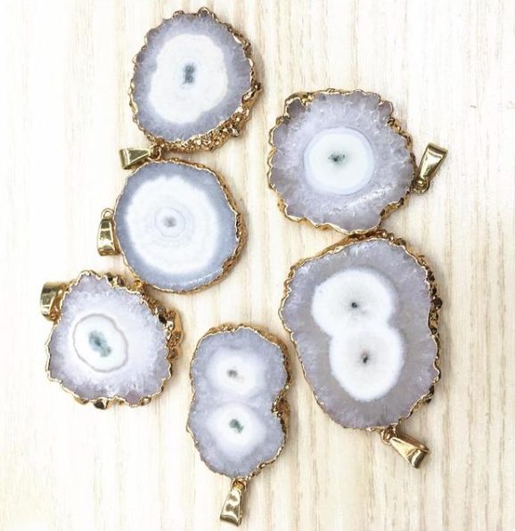 Geode Agate Flower Shaped Pendant