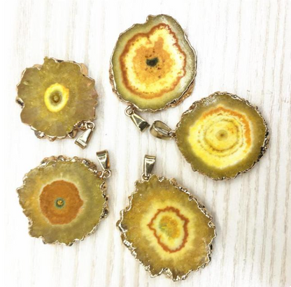 Geode Agate Flower Shaped Pendant