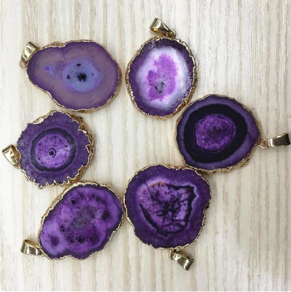 Geode Agate Flower Shaped Pendant