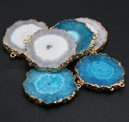 Geode Agate Flower Shaped Pendant