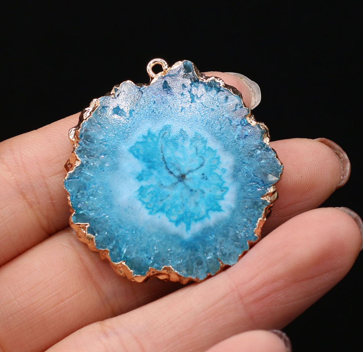 Geode Agate Flower Shaped Pendant