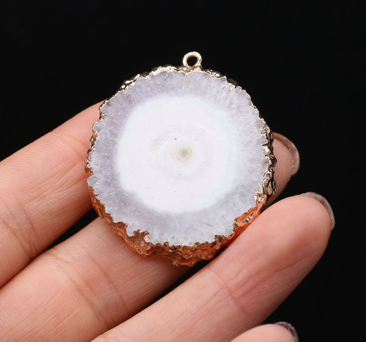 Geode Agate Flower Shaped Pendant