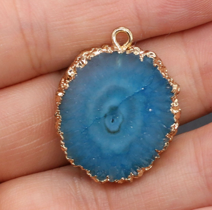 Geode Agate Flower Shaped Pendant