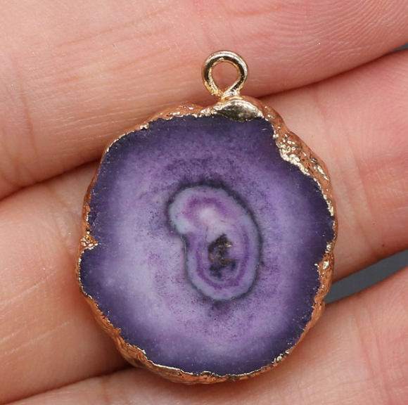 Geode Agate Flower Shaped Pendant