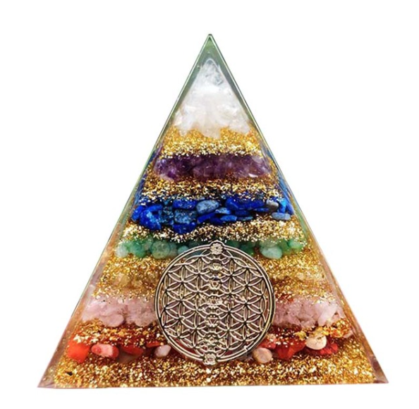 Seven Chakra Quartz Pyramid