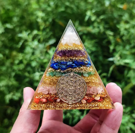 Seven Chakra Quartz Pyramid