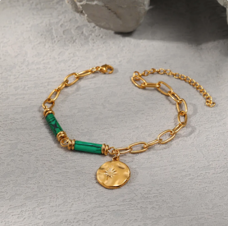 Malachite 18k Gold-plated Bracelet