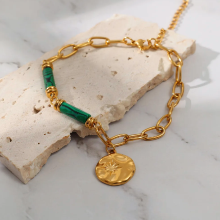 Malachite 18k Gold-plated Bracelet