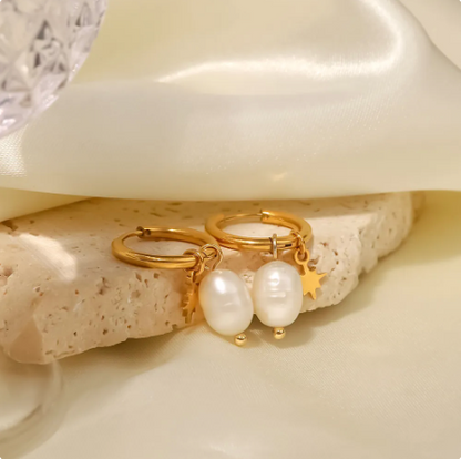 Freshwater Pearl Dainty Hoop Earrings