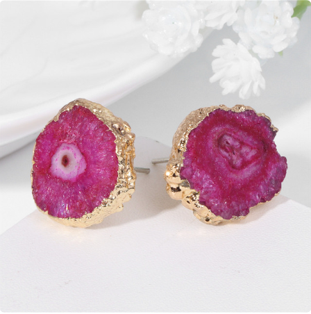 Irregular Druzy Agate Ear Studs