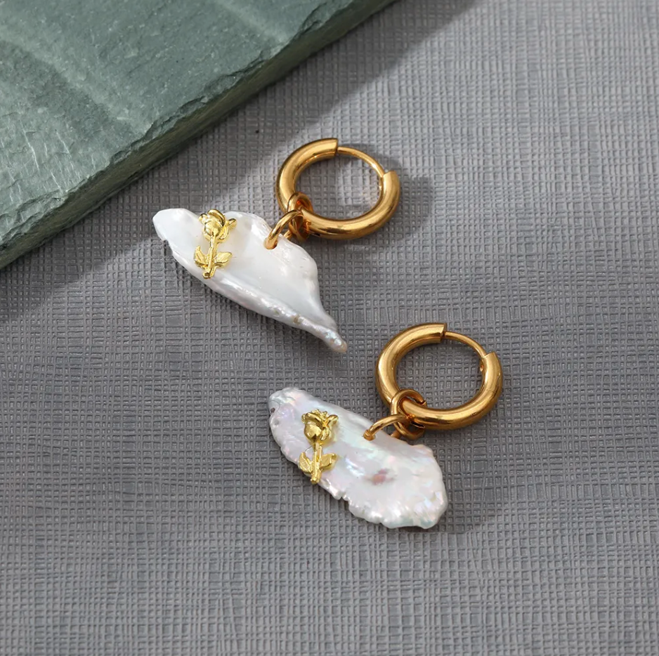 Fresh Water Pearl 18k Gold Plated Ear rings