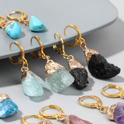 Natural Raw Stone Ear rings