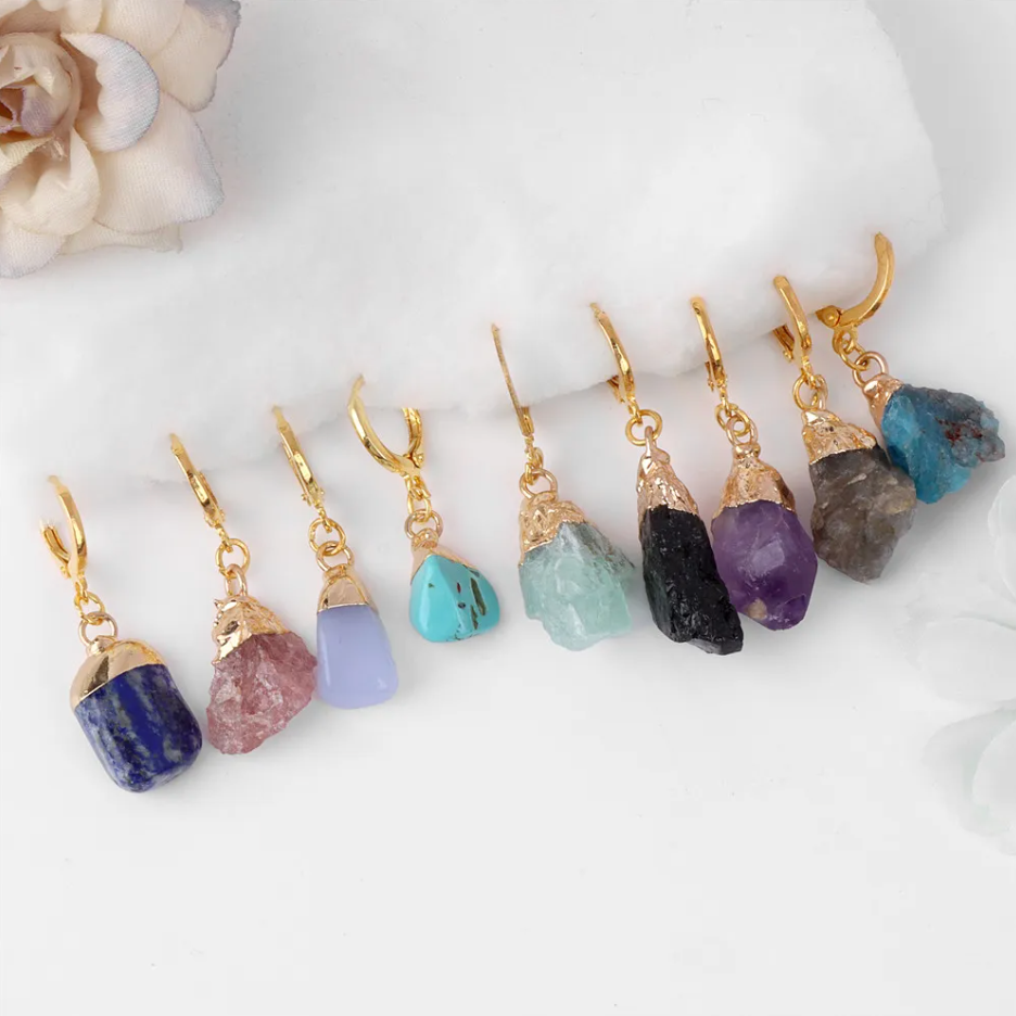 Natural Raw Stone Ear rings