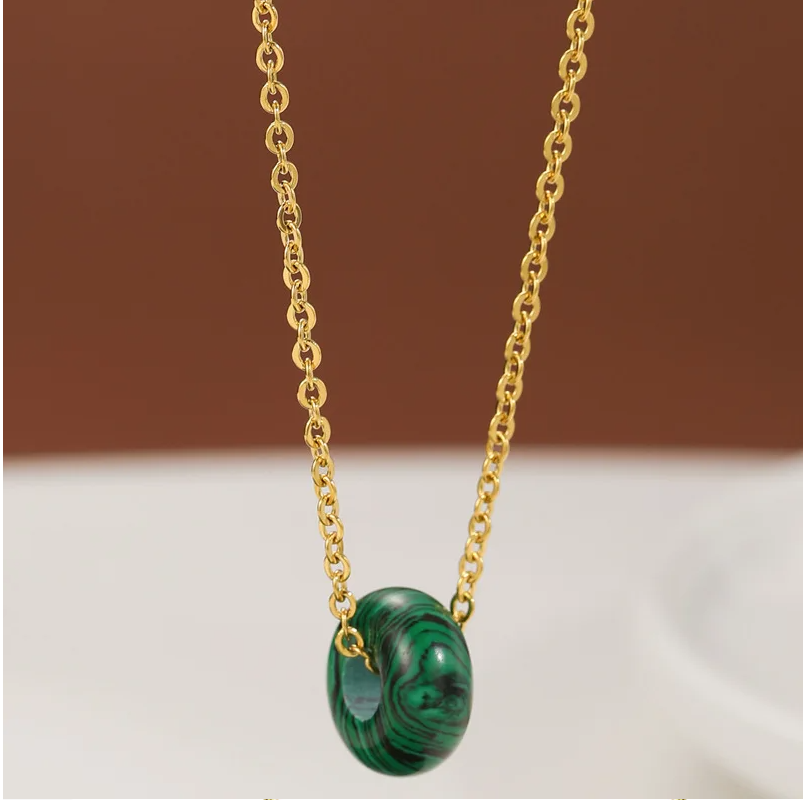 Malachite 18k Gold Plated Pendant