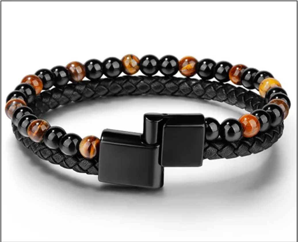 Tiger Eye Leather Bracelet