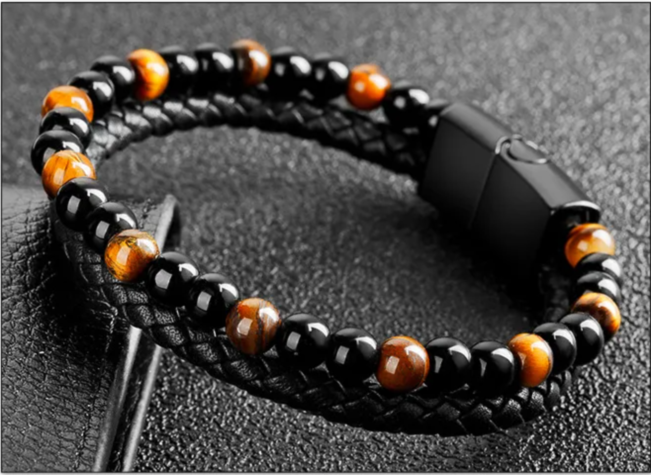 Tiger Eye Leather Bracelet