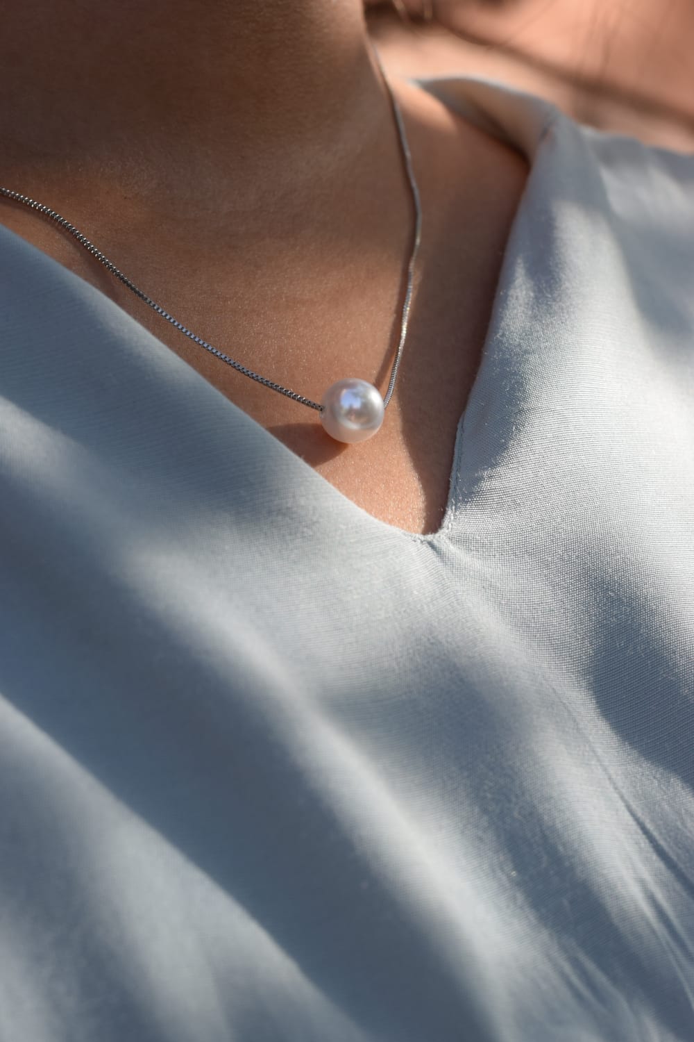 Minimalist Pearl Pendant 925 Silver Sterling