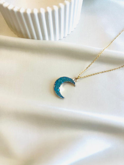 Druzy Agate Crescent Shaped Pendant