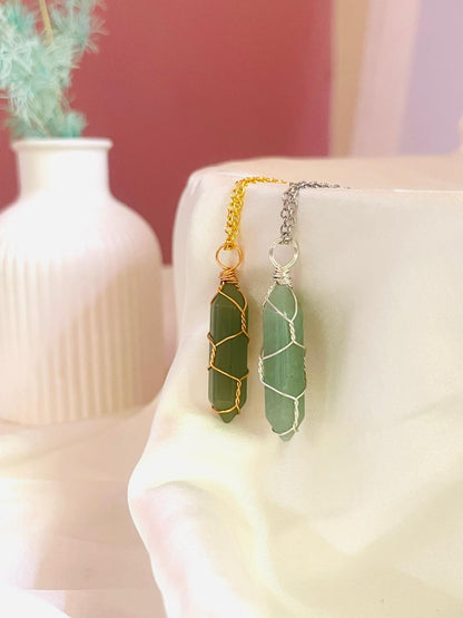 Green Aventurine Wire Wrapped Pendants