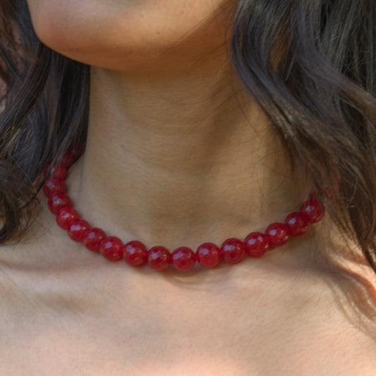 Round Beaded Ruby Necklace